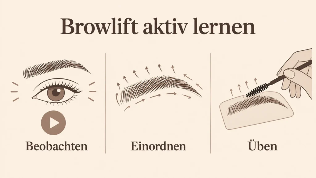 Drei Lernschritte: beobachten, einordnen und üben.