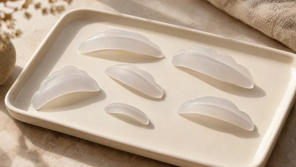 Unterschiedlich geformte Silikonpads nebeneinander.